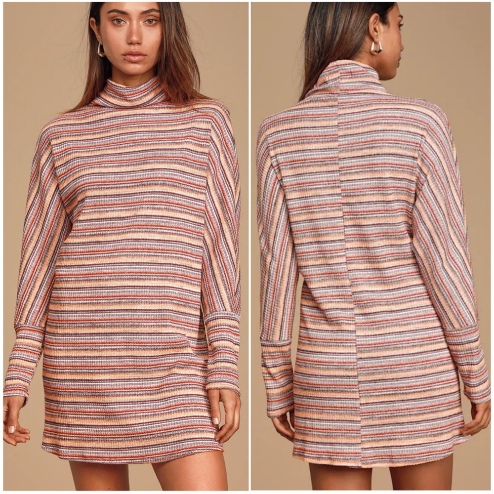 Lulus Boho Multi Striped Dolman Long Sleeve Shift Dress